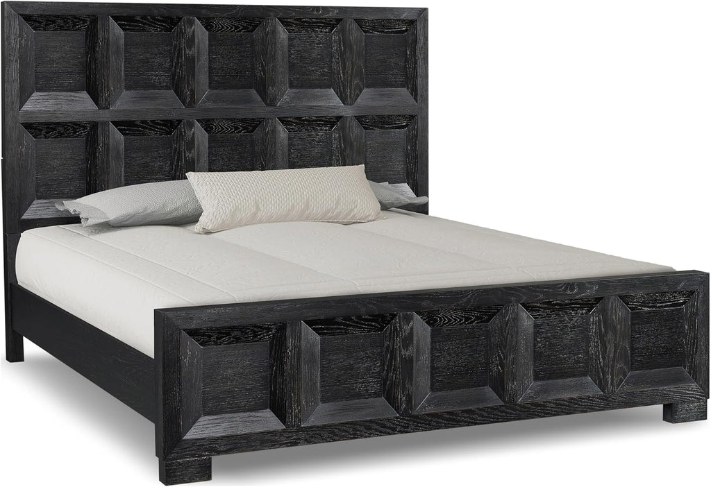 Furniture of America Dannen Modern Solid Wood 3-Piece Bedroom Set with Oversized Nightstand, Cedarwood-Lined Bottom and Felt-Lined Top Drawers, Box Spring Needed, Queen, Weathered Black