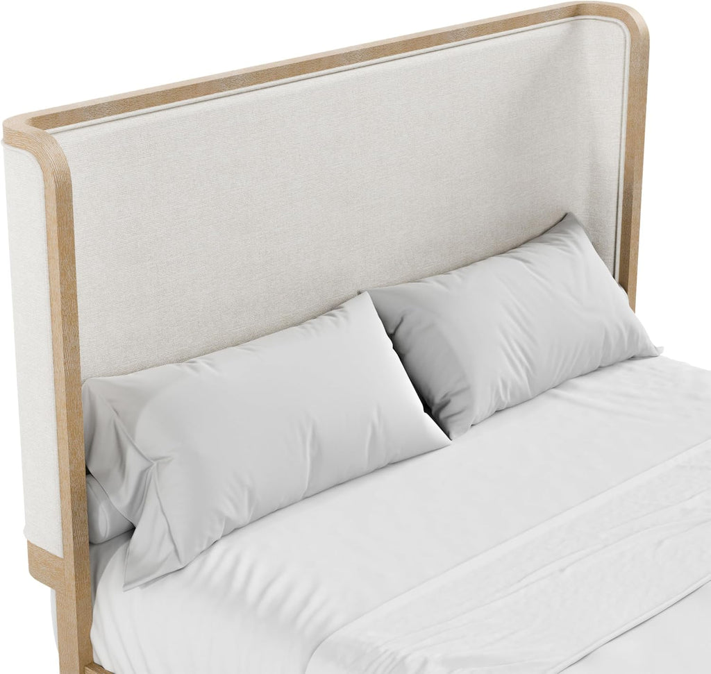 Furniture of America Saries Modern Solid Wood 2-Piece Bedroom Set with King Bed Frame and 2 Drawer Nightstand for Guest Room, Dorm, Home, Box Spring Needed, Natural Oak