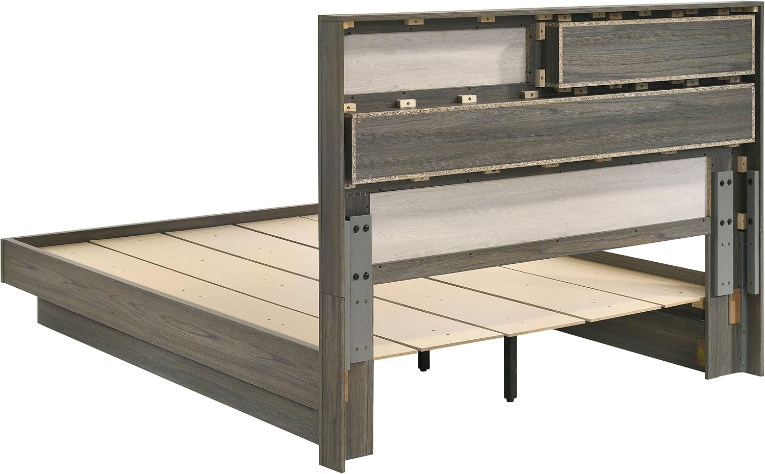 Coaster Home Furnishings Fenwick Not Assigned 4-Piece Bedroom Set California King Size Bookcase Bed Frame 48-inch Headboard Grey Oak/Almond 224981KW-S4