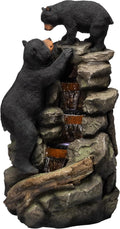 Alpine Corporation 36' Tall Indoor/Outdoor 2 Bears Climbing Rainforest Water Fountain with LED Lights, Cascading Wildlife Water Feature for Garden, Patio, and Home Decor, Brown