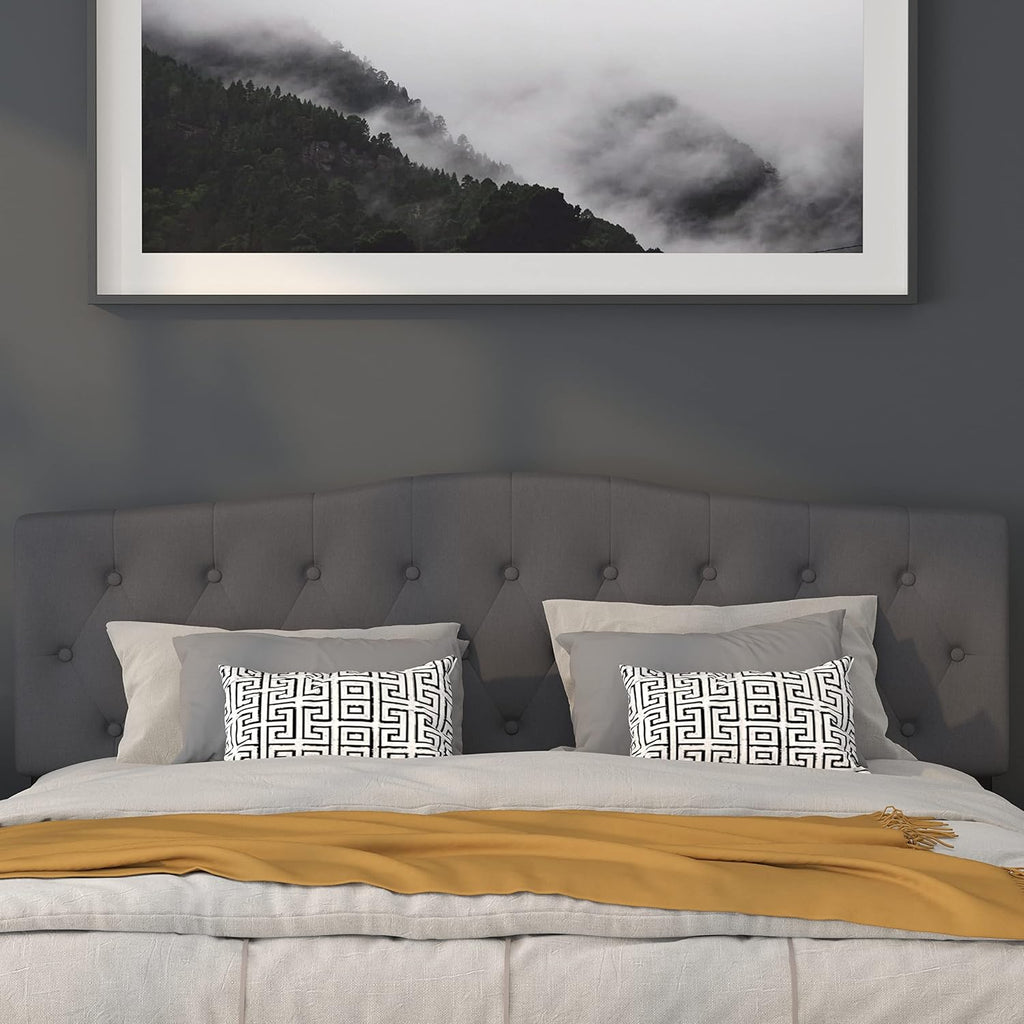 Flash Furniture Cambridge Tufted Upholstered King Size Headboard in Dark Gray Fabric