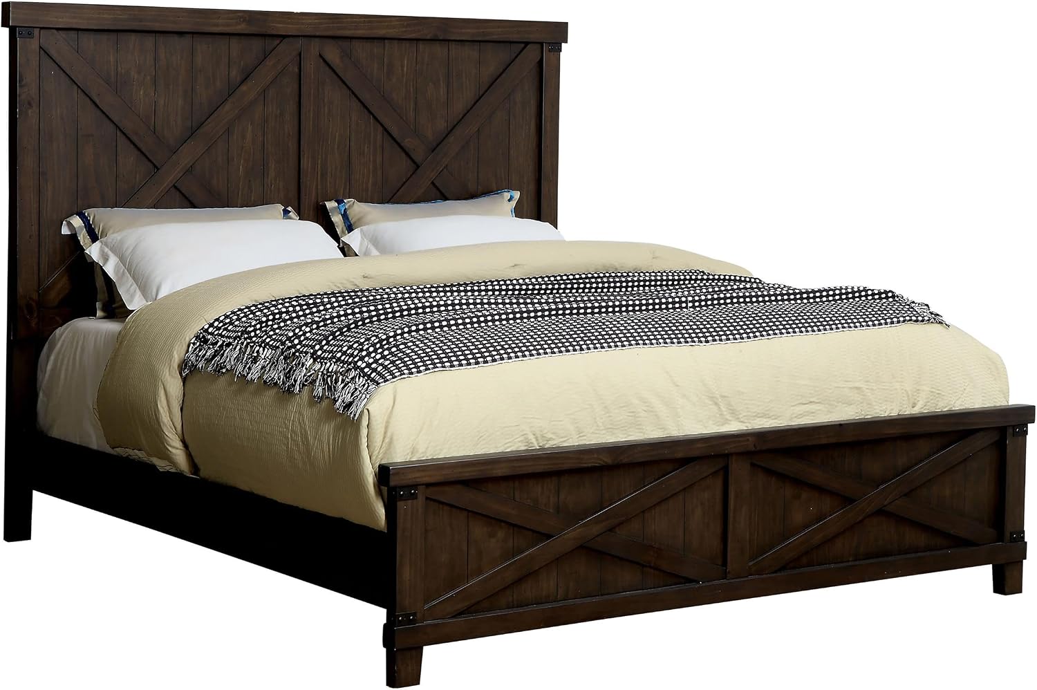 Furniture of America FOA Andrew 2pc Dark Walnut Solid Wood Bedroom Set - King + Nightstand