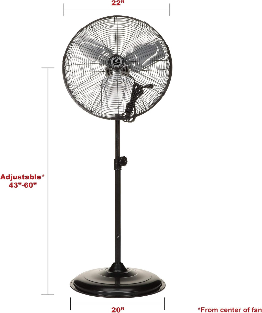 TPI Corporation CACU-20-P Air Circulator Commercial Pedestal Fan - 120v High Velocity Standing Fan for Versatile Use - Single Phase Non oscillating Aluminum Blade Fan - UL/C-UL Listed, Black