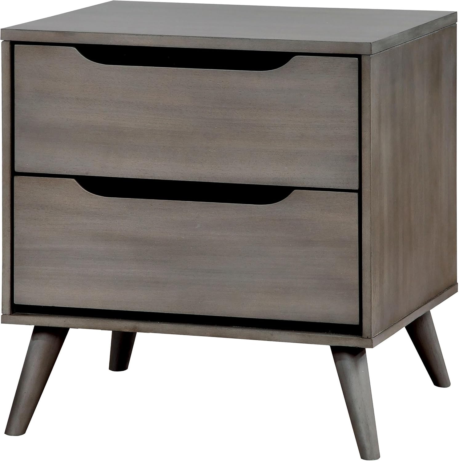 Furniture of America FOA Belkor 2-Piece Gray Solid Wood Bedroom Set - Cal King + Nightstand