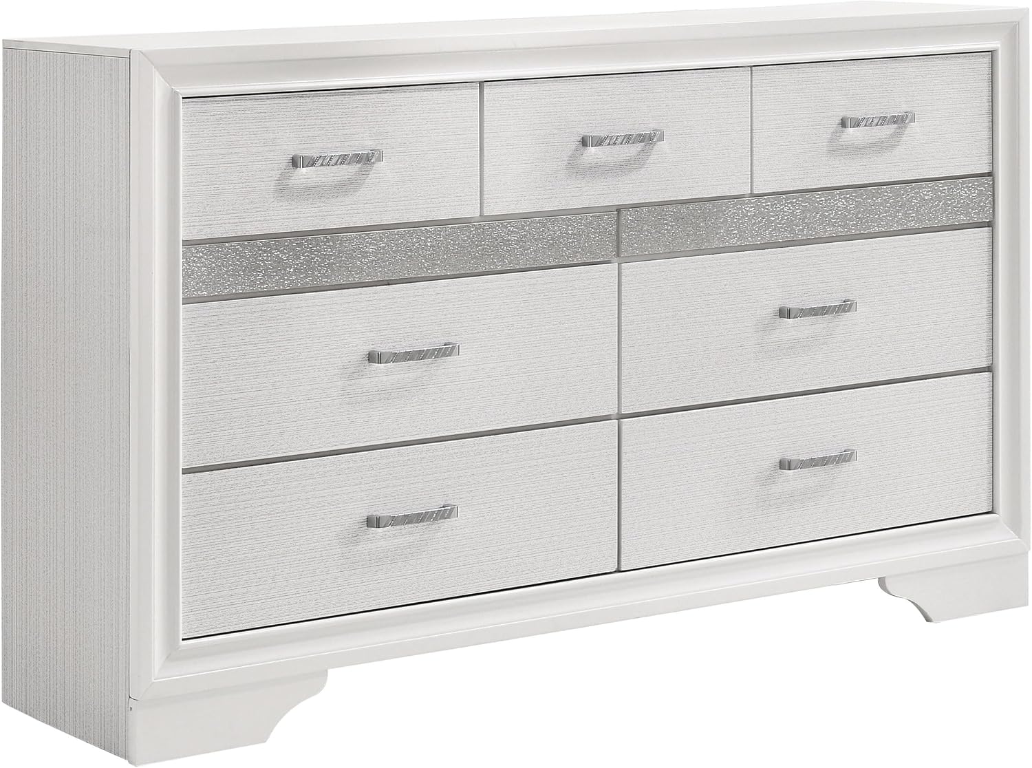 Coaster Home Furnishings Miranda Contemporary 4-Piece Bedroom Set Fabric Upholstered California King Size Panel Bed Frame 54-inch Headboard White 205110KW-S4