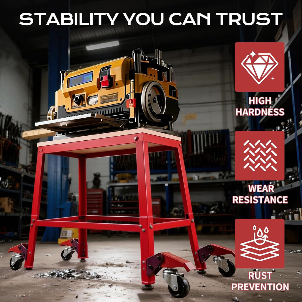 700 Lbs Heavy Duty Drill Press Stand with Wheels, 30' Height & 26'x14' MDF Top Universal Tool Stand, Expandable Mobile Work Bench Station for Planers, Table Saws, Grinders & Band Saws