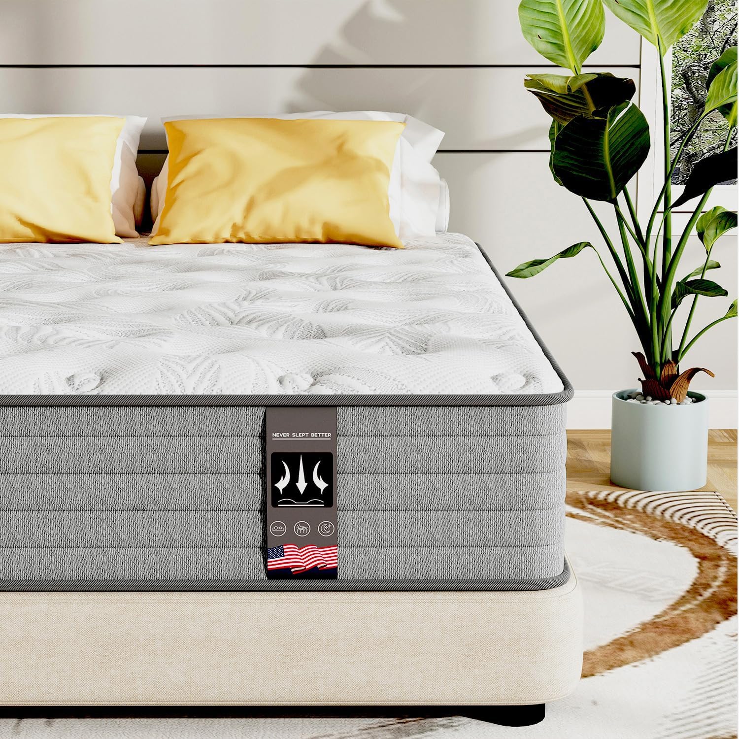 6V-Sermmoo 12 Inch California King Memory Foam Mattress for Back Pain, Cooling Gel Mattress Bed in a Box, Medium Firm,Pressure Relief,Motion Isolation, Edge Support,CertiPUR-US,72'*84'*12'