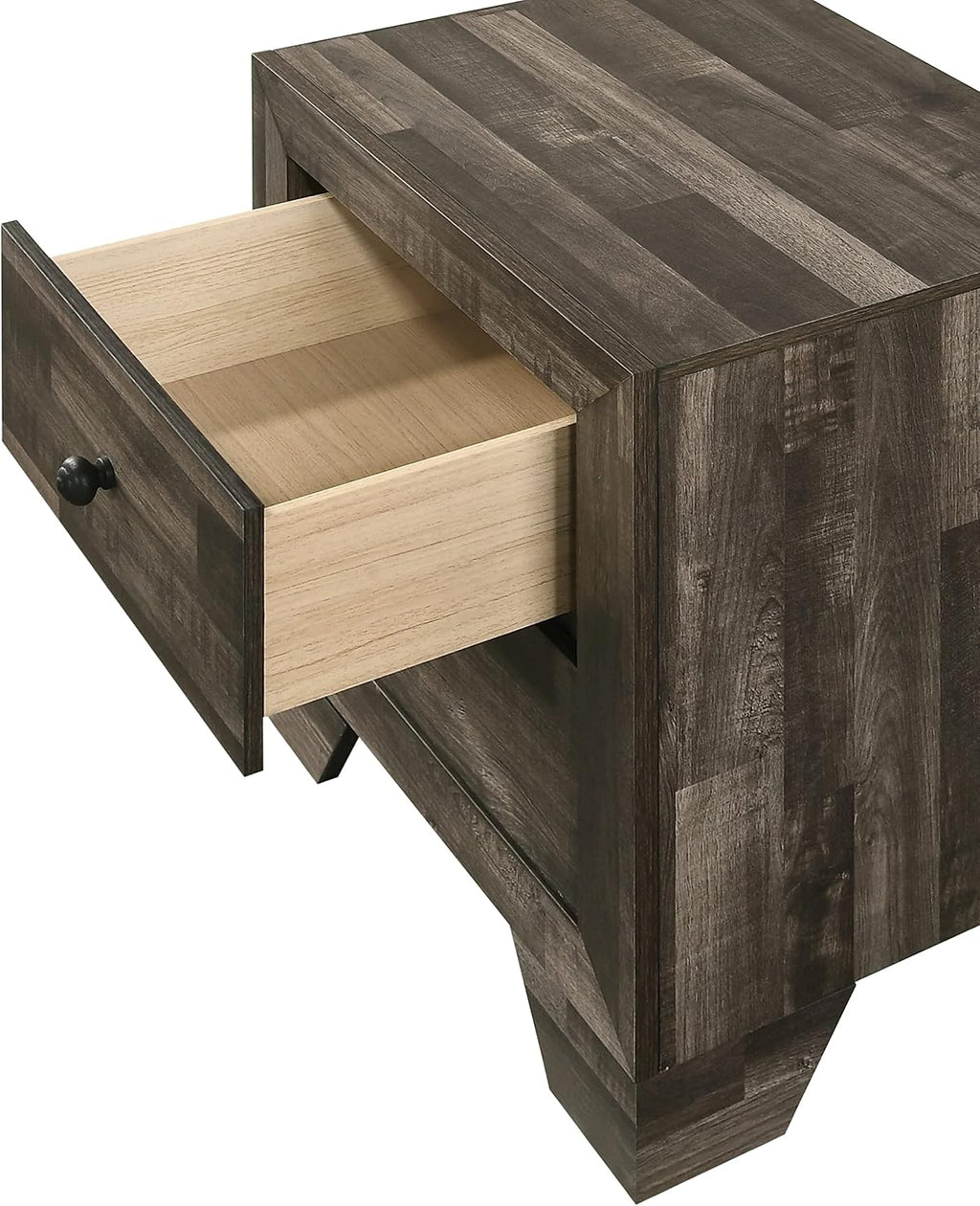 3pc King Size Platform Bedroom Set Rustic Brown Finish Bed Nightstand Solid Wood Furniture