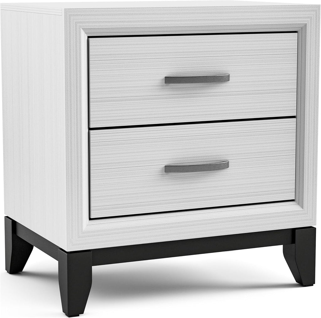 Furniture of America Lucien Modern Wood 3-Piece King Bedroom Set with Panel Style Headboard, Two-Tone Design and Wooden Legs, Box Spring Needed, White