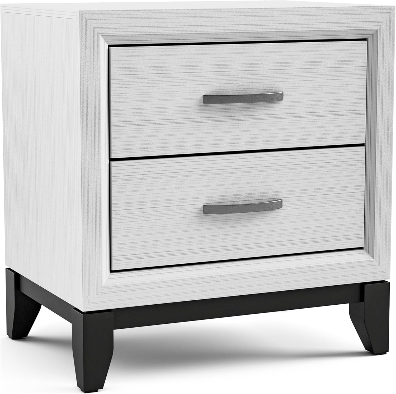 Furniture of America Lucien Modern Wood 3-Piece King Bedroom Set with Panel Style Headboard, Two-Tone Design and Wooden Legs, Box Spring Needed, White