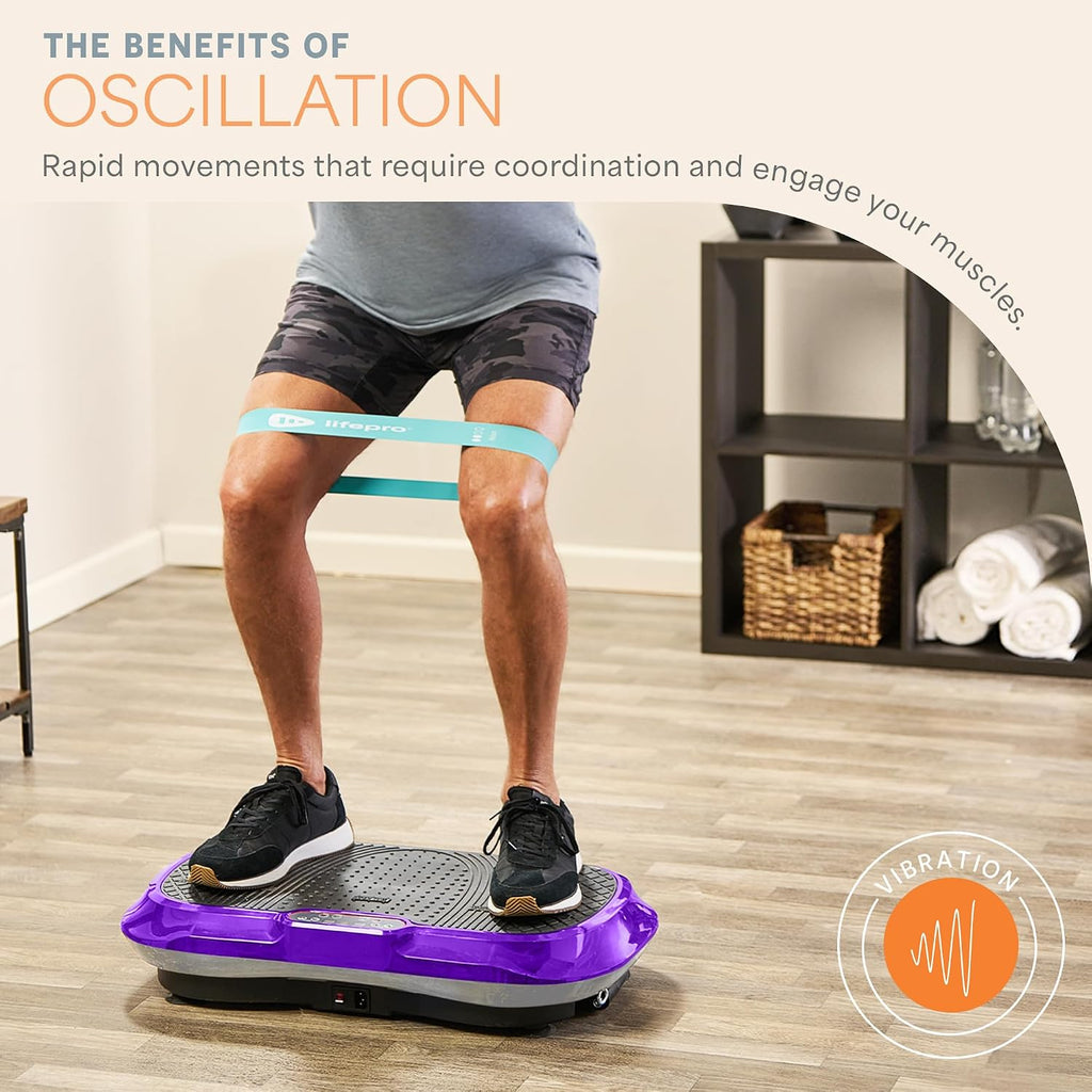 Lifepro Waver Vibration Plate Exercise Machine – High-Intensity Vibration Plate for Lymphatic Drainage – Full-Body Workout Vibrating Platform with Loop Bands – Fitness Equipment for Strength & Toning