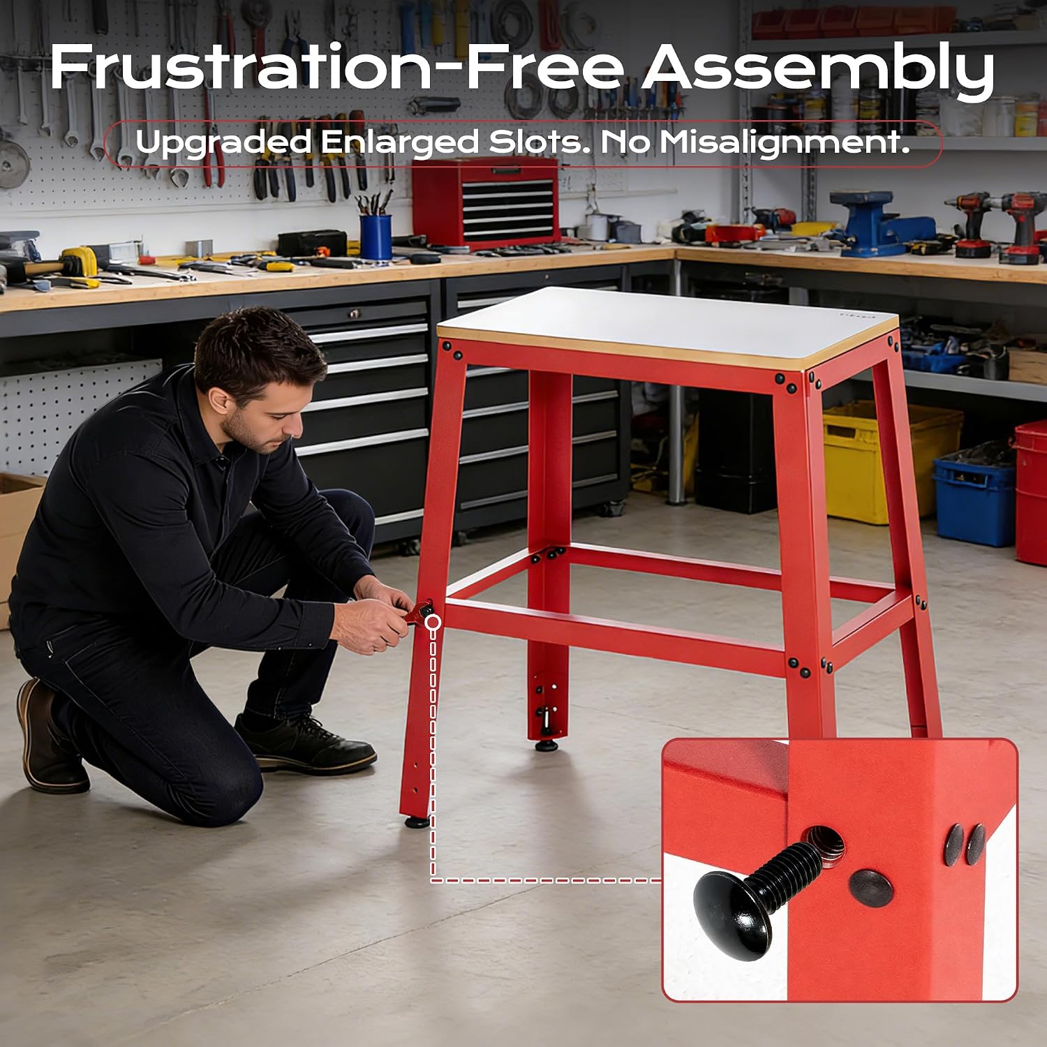 700 Lbs Heavy Duty Tool Stand, 30' Work Height & 26' x 14' MDF Top, Universal Benchtop Machine Table with Vibration-Dampening Base for Planer, Drill Press, Saws & Grinders