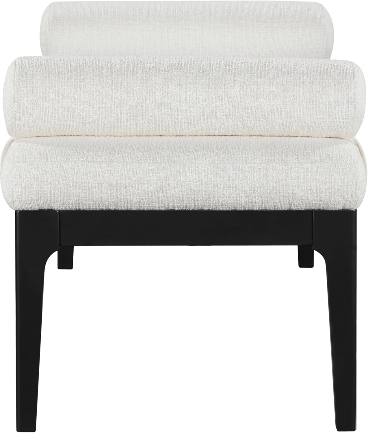Meridian Furniture 22073Cream Priscilla Collection Art Deco Bench with Rich Linen Textured Interwoven Polyester Fabric, Light Beige Weave, Finished Solid Wood, 52' W x 22' D x 23.5' H, Cream