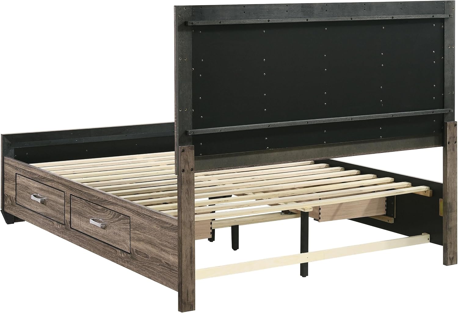 Coaster Home Furnishings Kauffman Transitional Wood Queen Size Storage Panel Bed Frame Platform Bed 54-inch Headboard Washed Taupe 204190Q