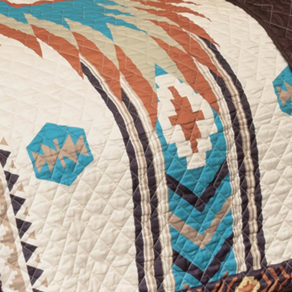 BLACK FOREST DECOR Sunrise Canyon King Quilt Set - Cotton and, Lightweight, Machine Washable, Southwestern Quilt with Tribal Patterns, Includes Quilt & Shams, 105' W x 95' L