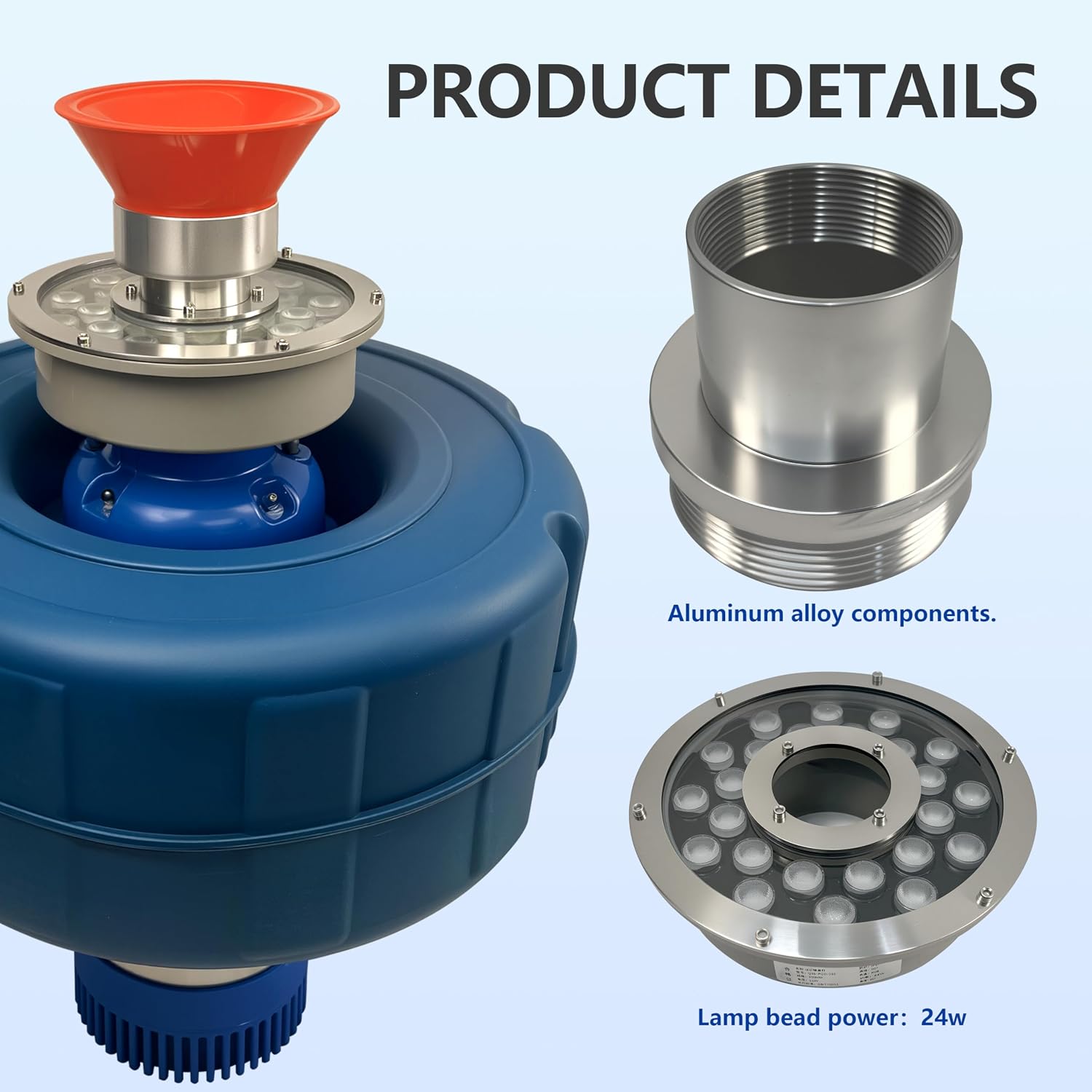 RGB LED Pond Fountain Aerator 750W with Color-Changing Light Show, 1HP 15000 GPH Floating Aerating Pump, 100ft Power Cord，Multiple control devices,Perfect for Ponds & Lakes (RGB)
