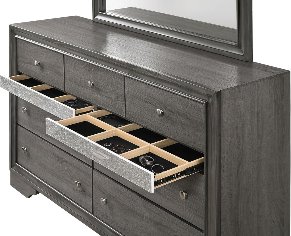 GOWE Traditional Style King 4 Piece Storage Bedroom Set Made with Wood in Gray
