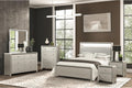 Furniture of America Standin Modern Solid Wood 6-Piece Bedroom Set with LED on Bookcase Headboard, USB-A and USB-C on Both Sides, Brushed Nickel Finish, Box Spring Needed, King, Champagne