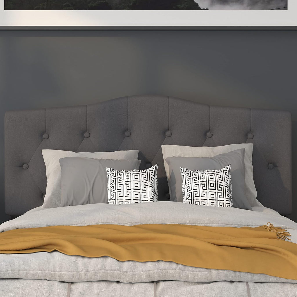 Flash Furniture Cambridge Tufted Upholstered Full Size Headboard in Dark Gray Fabric