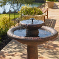 Smart Solar Chatsworth IntelliSolar® 2-Tiered Outdoor Solar-Powered Fountain with Remote, Bubbler, and Spray, Classic Pedestal Solar Garden Fountain, Bronze