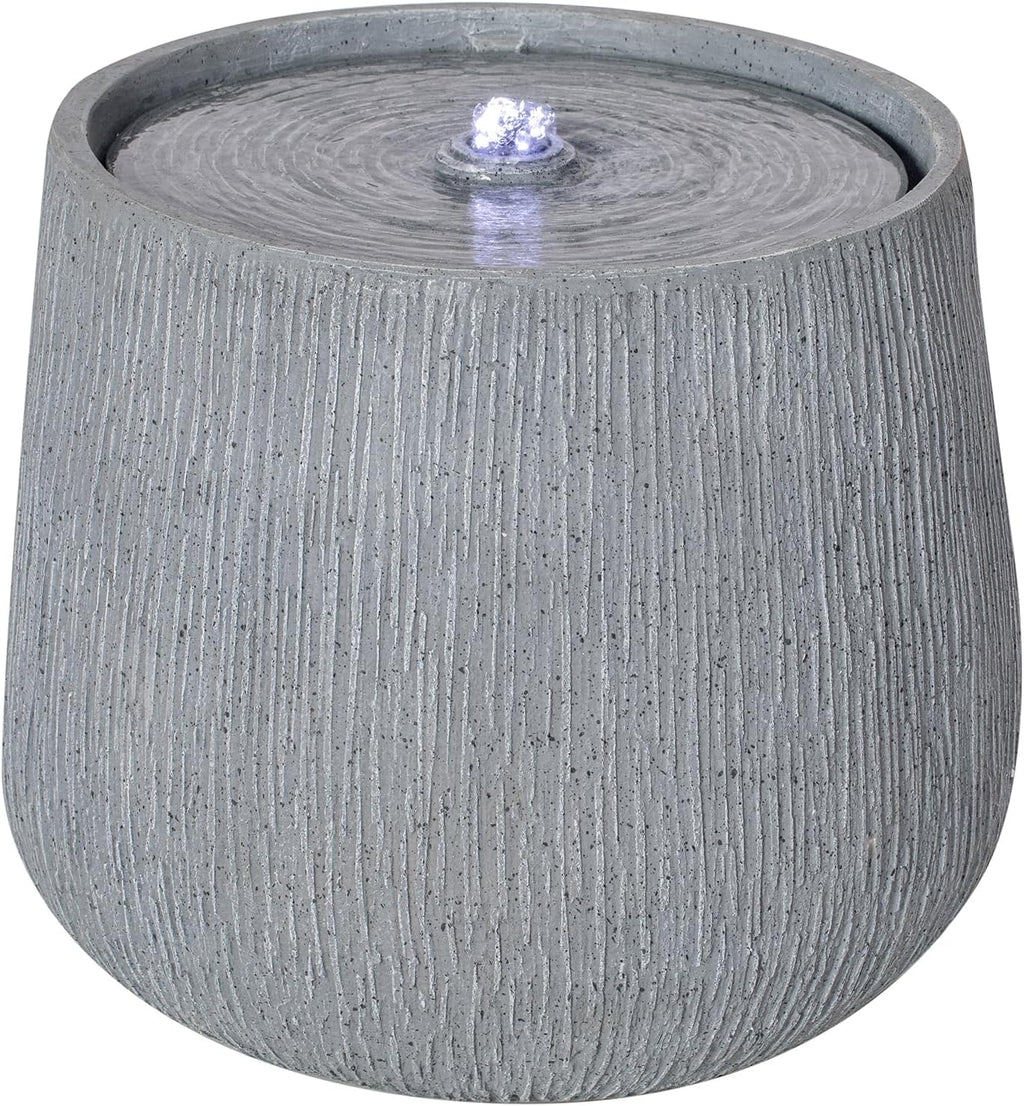 Merax 12.99' H Gray Polyresin Outdoor Water Fountain, Bowl-Shaped Water Feature with LED Light for Patio Deck Yard Decor