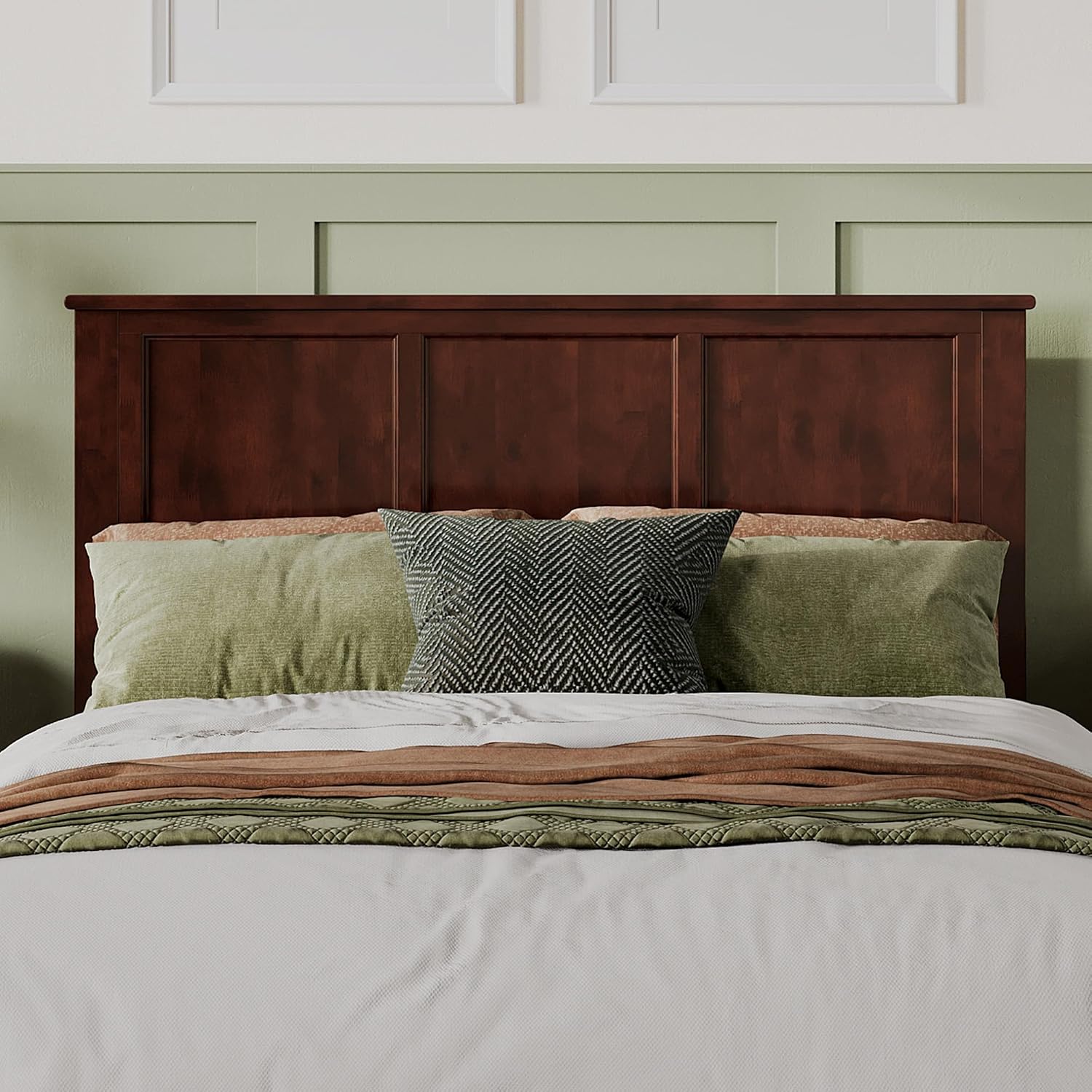 AFI, Madison Queen Solid Wood Panel Headboard, Walnut