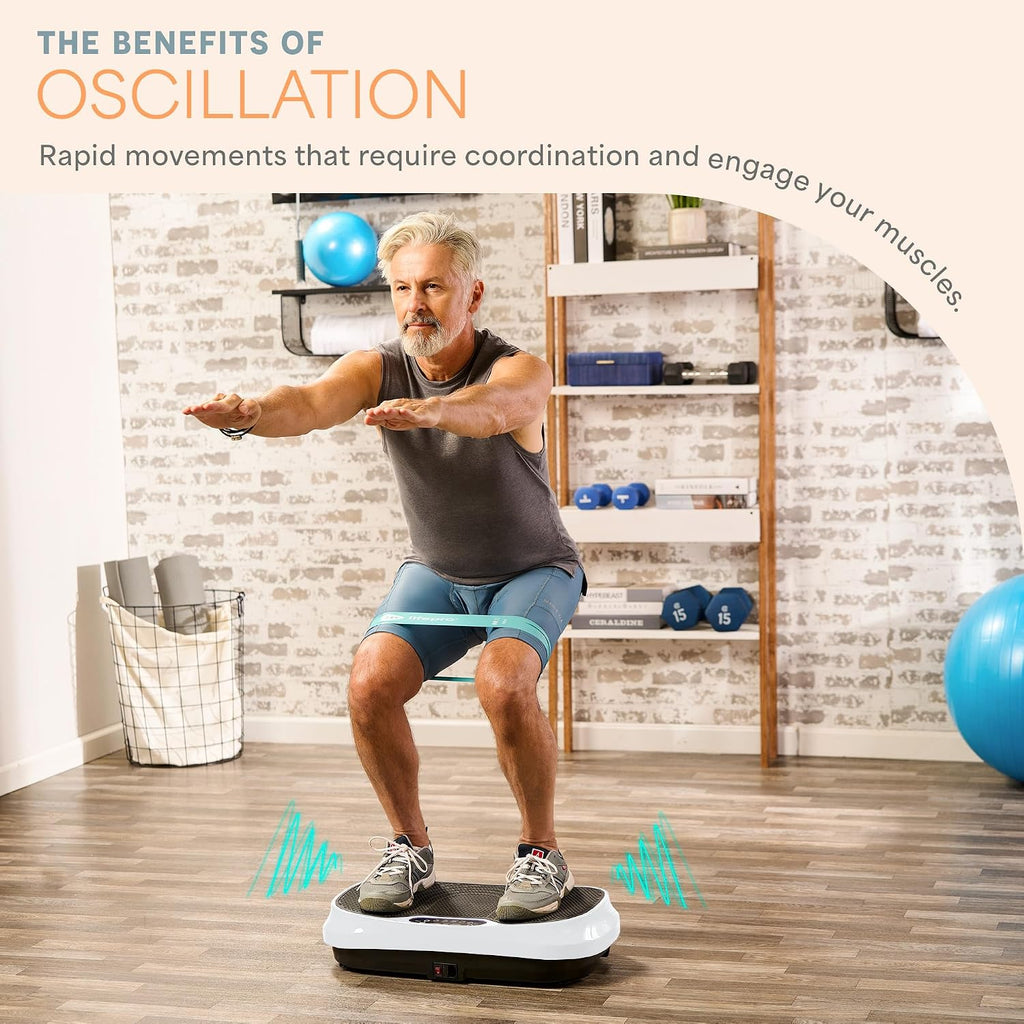 Lifepro Waver Mini Vibration Plate Exercise Machine with Remote & Bands — Compact Whole Body Vibrating Plate for Lymphatic Drainage & Muscle Toning — Shake Machine with 99 Speed Levels & 10 Presets