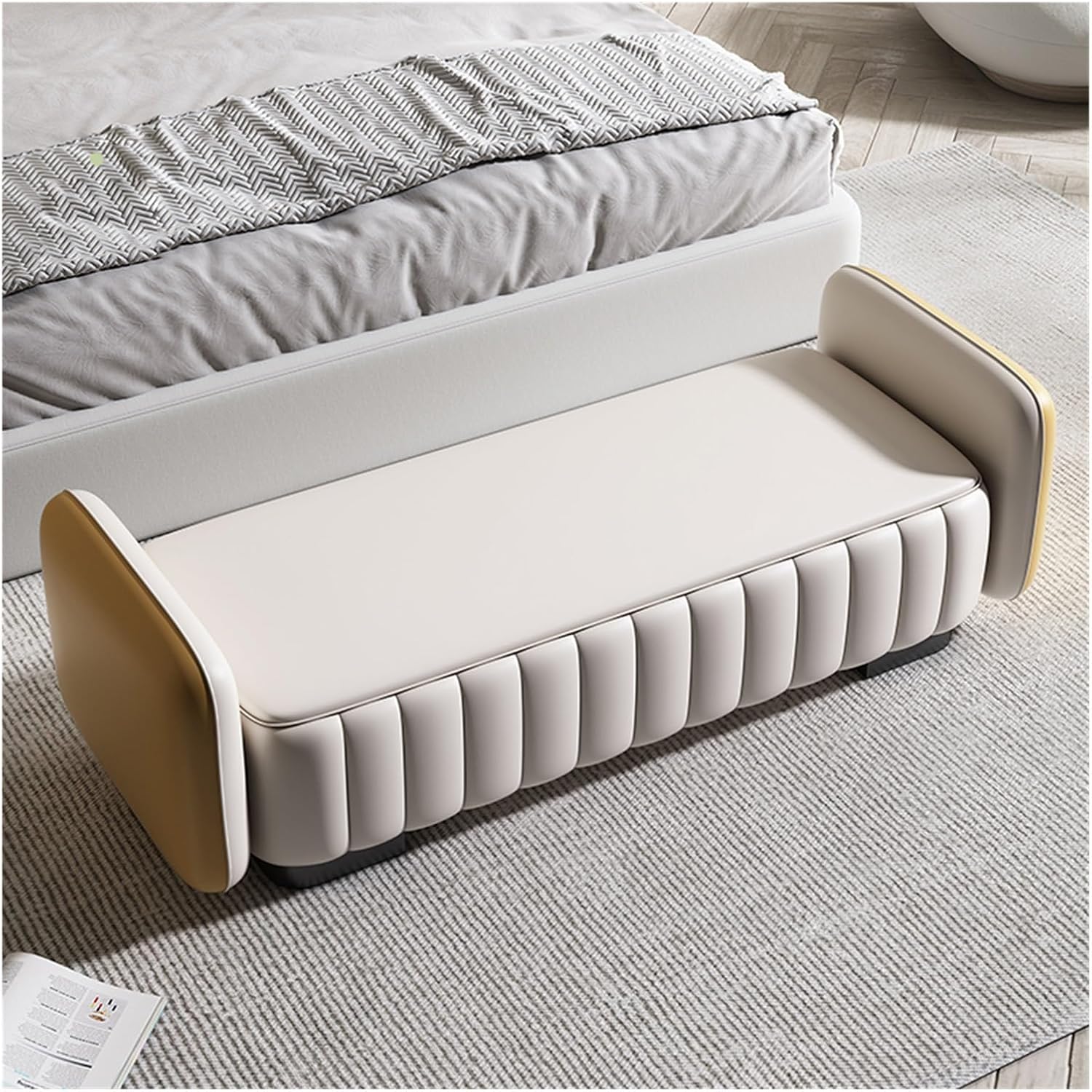 Window Bench Bedroom Bed End Stool, Upholstered Ottoman/Bench, Shoe Changing Stool, Simple Cloakroom Bench, Sofa Stool Bed End Benches (Color : Haze Blue, Size : 150 * 50 * 48cm)