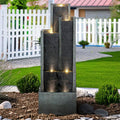 SunJet 4-Tier Modern Cascading Indoor/Outdoor Fountains and Waterfalls with LED Lights - 50.7' High Larger Water Fountain for Garden, Patio, Yard, and Deck Decor - Relaxing Water Fountain Outdoor