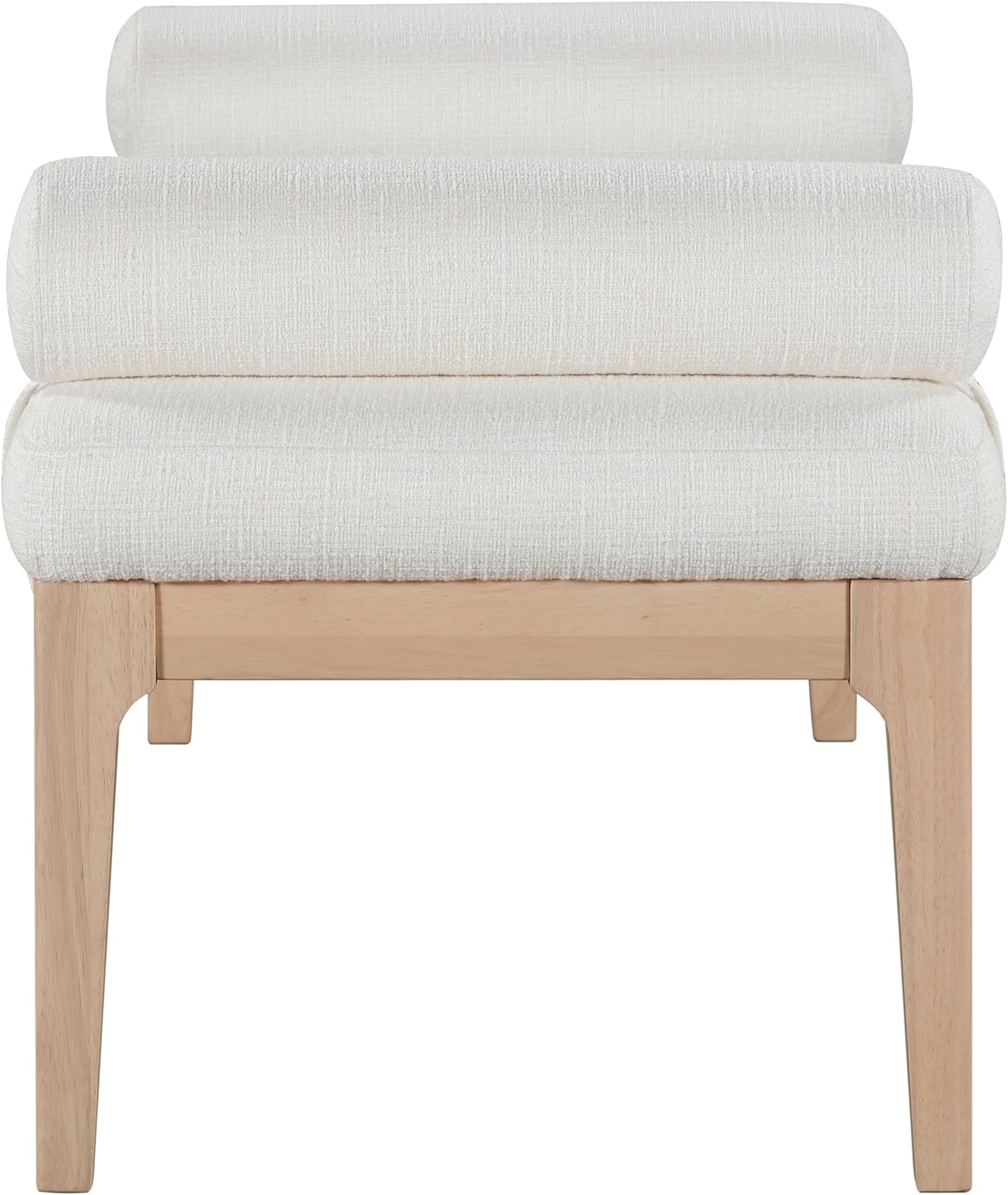 Meridian Furniture 22072Cream Priscilla Collection Art Deco Bench with Rich Linen Textured Interwoven Polyester Fabric, Light Beige Weave, Finished Solid Wood, 52' W x 22' D x 23.5' H, Cream