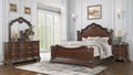Style 4 Pc King Bedroom Set with Wood Carvings Made with Wood in Walnut