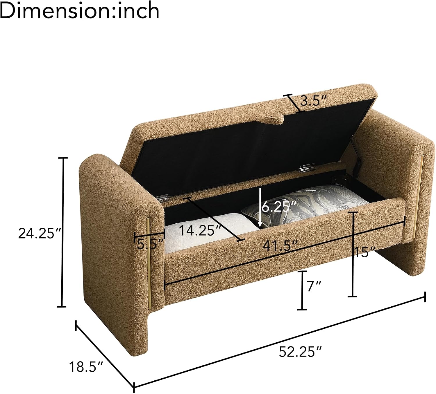 JIJIWANG Modern Bed End Bench with Arms and Storage, Upholstered Bed Bench Entryway Bench Ottoman Comfy Window Vanity Bench Footstool for Living Room,Bedroom,Coffee