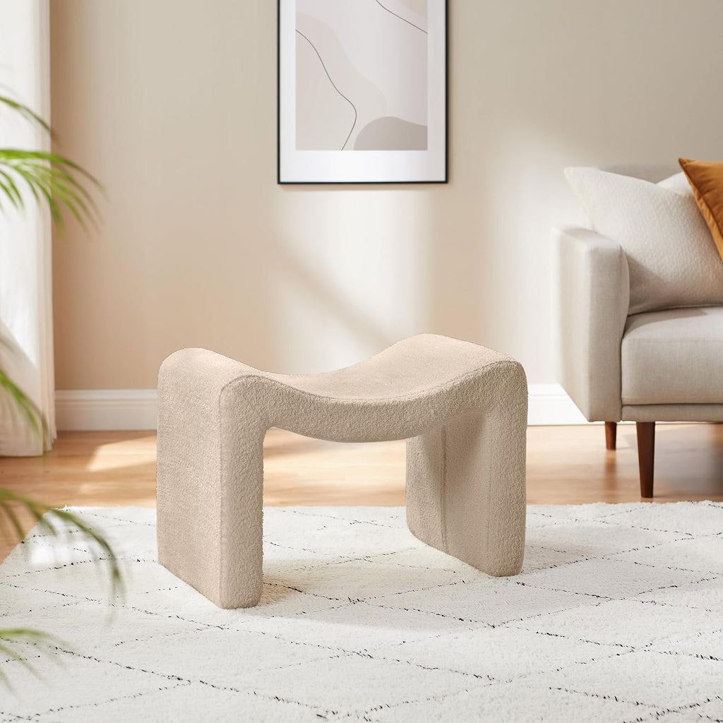 VANOMi Large Footstool Ottoman, Multi-Functional Modern Foot Stool, Sofa Footrest Extra Seating for Living Room, Entryway, Hallways and Bedrooms, Large, Camel