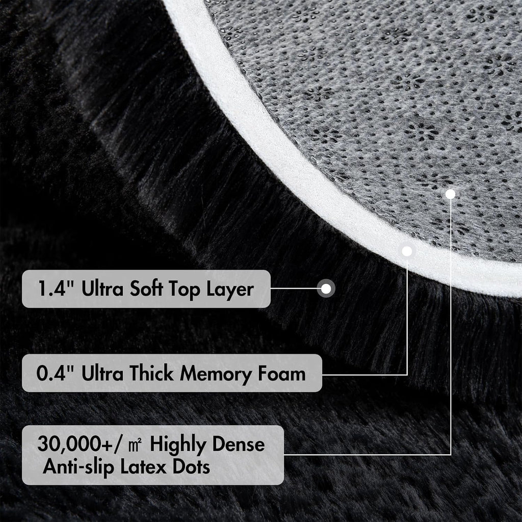 7x10 Ft Extra Large Shag Rugs for Living Room, Ultra Soft Fluffy Furry Area Rugs for Bedroom Indoor Floor, Aesthetic Carpet for Kids Home Decor (Black)