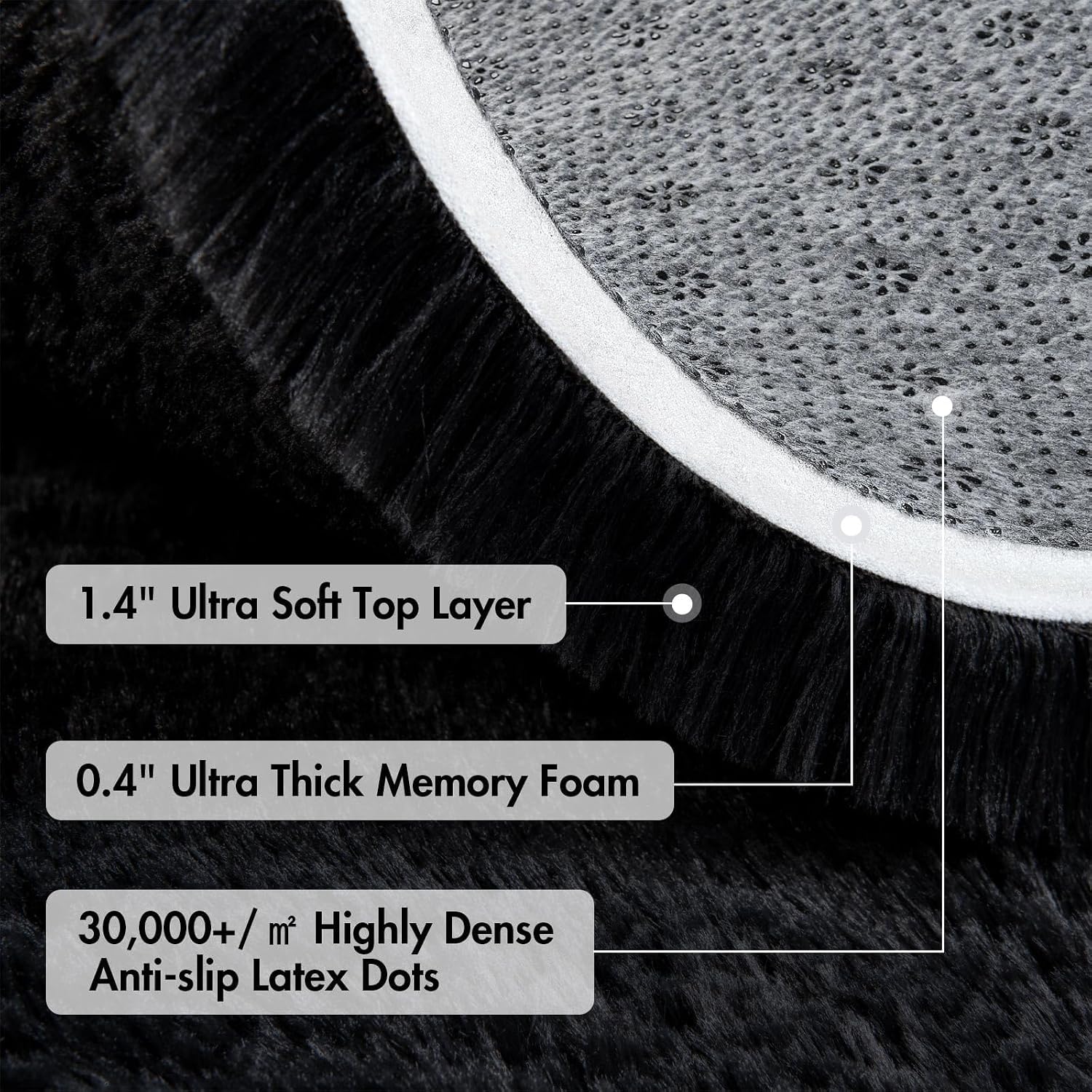 7x10 Ft Extra Large Shag Rugs for Living Room, Ultra Soft Fluffy Furry Area Rugs for Bedroom Indoor Floor, Aesthetic Carpet for Kids Home Decor (Black)