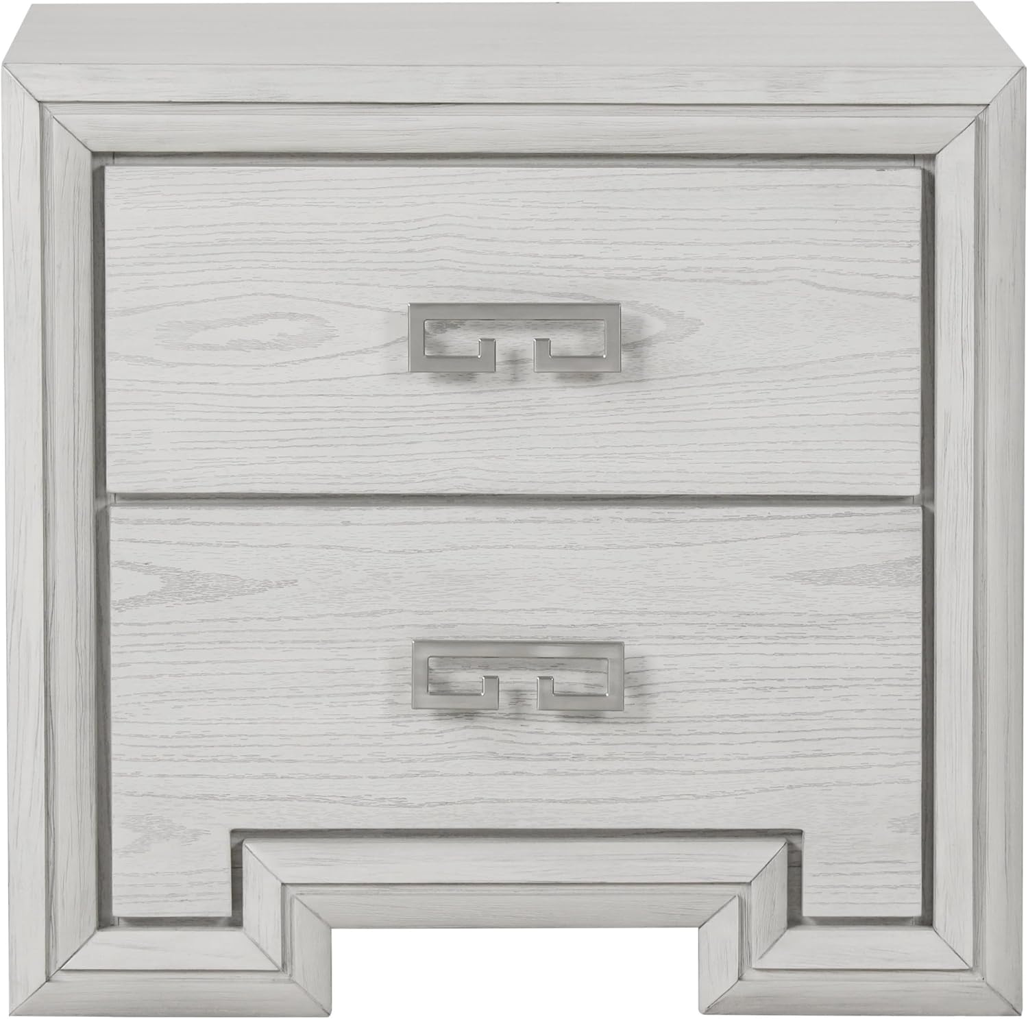 Furniture of America Babsi Modern Wood 3-Piece Bedroom Set with Greek Key Pull, USB Chargers on Nightstand, Felt-Lined Top & Cedarwood-Lined Bottom Drawers, Box Spring Needed, Queen, Rustic White