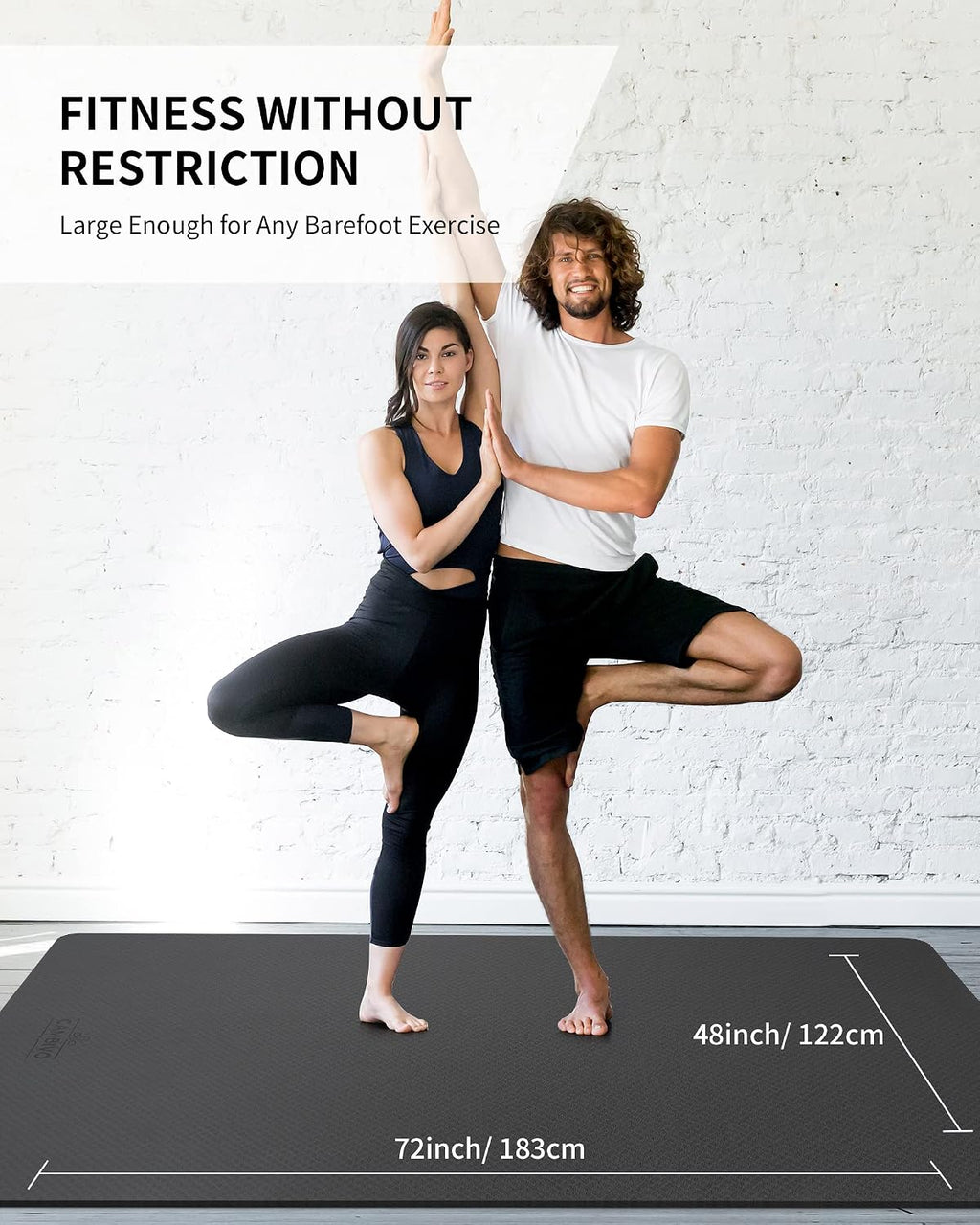 CAMBIVO Yoga Mat 72' x 48' Large Workout Mat for Home Gym Flooring | 6mm-12mm (0.24'-0.48') Extra Thick Exercise Mat for Apartment Fitness | High-Density TPE Cushioning for Joint Protection