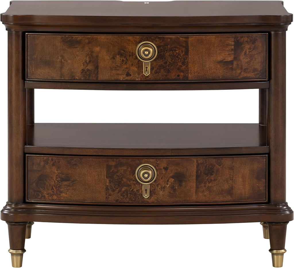 Furniture of America Aiyana Solid Wood 2-Piece Bedroom Set with LED on Headboard Bed, Power Outlet and USB Charging Ports on Nightstand, Box Spring Required, King, Dark Cherry
