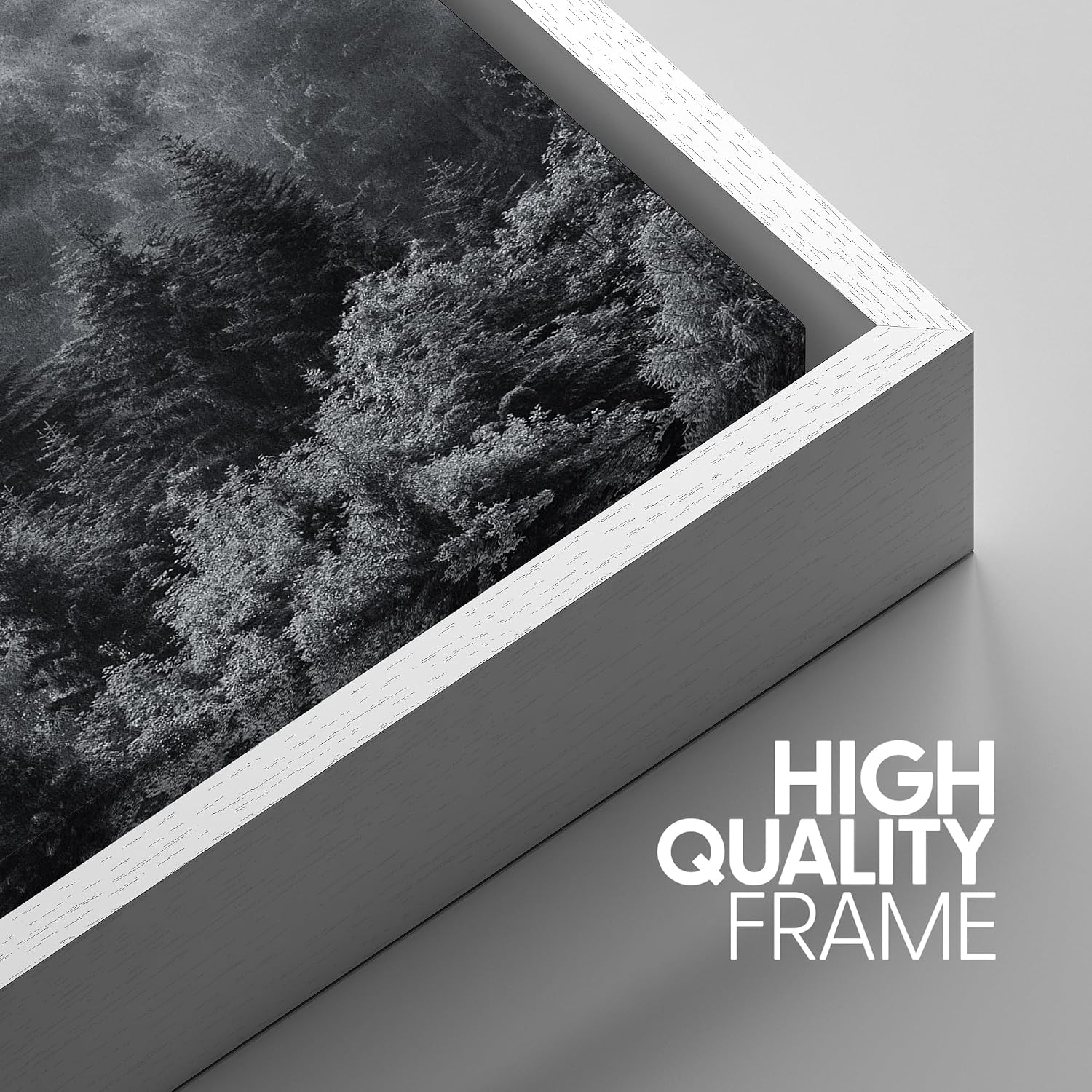 SIGNWIN Framed Canvas Print Wall Art Set Black & White Misty Mountain Forest Nature Wilderness Photography Modern Art Chic Landscape Relax/Calm for Living Room, Bedroom, Office - 16'x24'x3 White