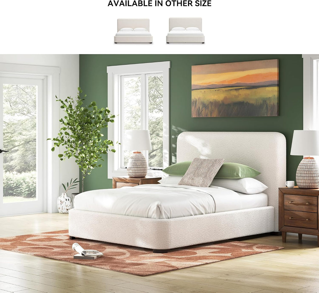 Signature Design by Ashley Brandinlane Casual Queen Upholstered Bed, Foundation/Box Spring Required, Nuvella Cleanable Performance Fabric, 54.63' High, Beige