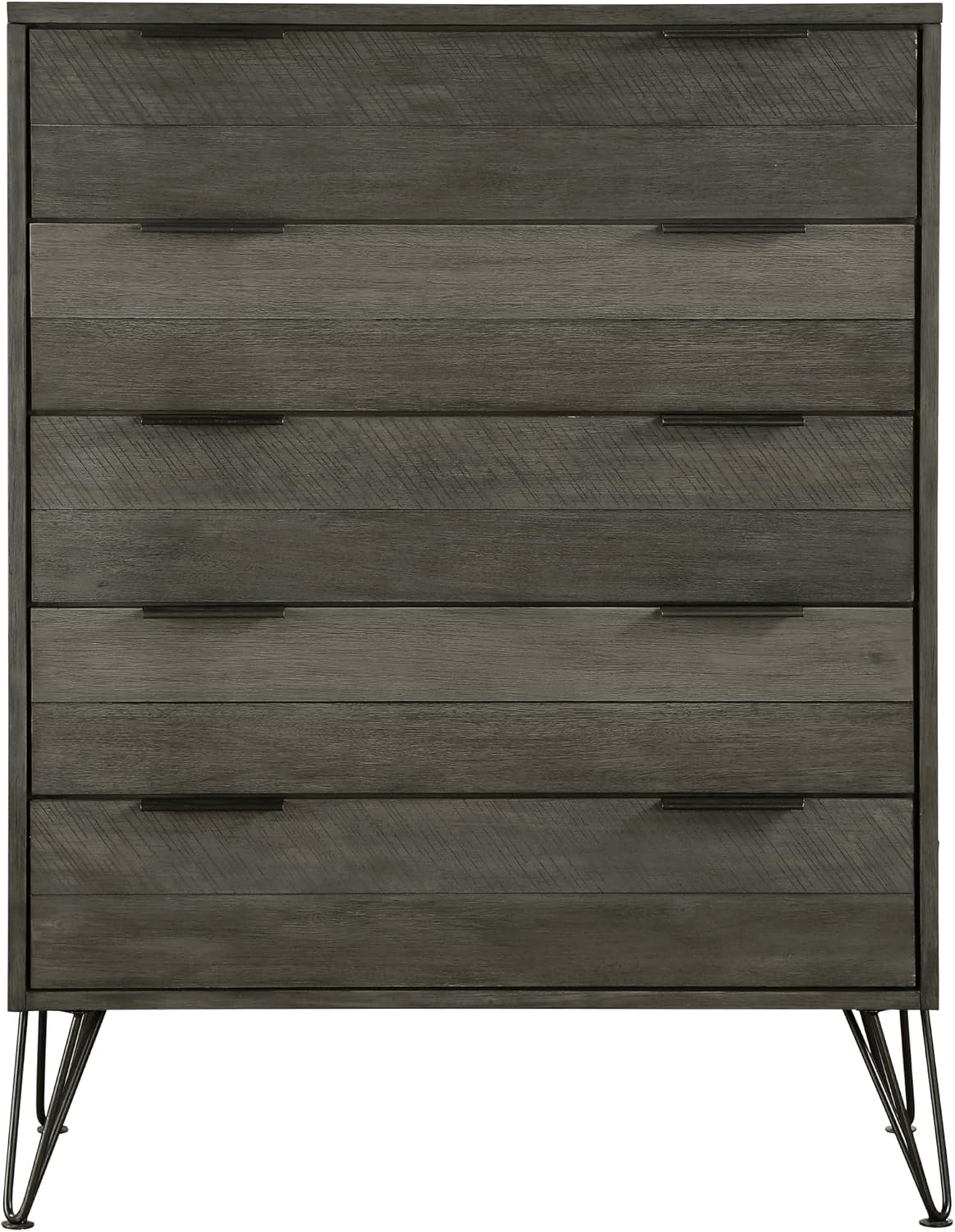 4-Pieces Bed Set Contemporary Style King Size Panel Bed Multi Gray Finish Solid Acacia Wood Bedroom Furniture