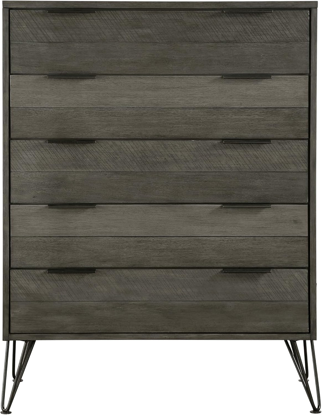4-Pieces Bed Set Contemporary Style California King Size Panel Bed Multi Gray Finish Solid Acacia Wood Bedroom Furniture