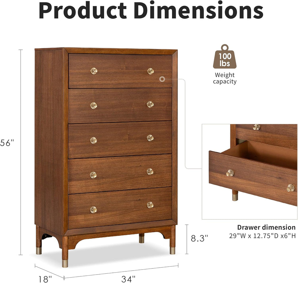 Furniture of America Forma Modern Solid Wood 3-Piece Bedroom Set with Storage Bed with LED Lights, Ball-Bearing Glide on Nightstand and Chest, No Box Spring Needed, King, Walnut