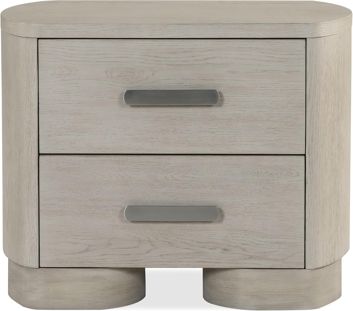 Furniture of America Nainsted Modern Wood 3-Piece Bedroom Set with Padded Headboard, USB Chargers on Nightstand, Metal Slide Glides, Rounded Edges, Box Spring Needed, King, White Oak