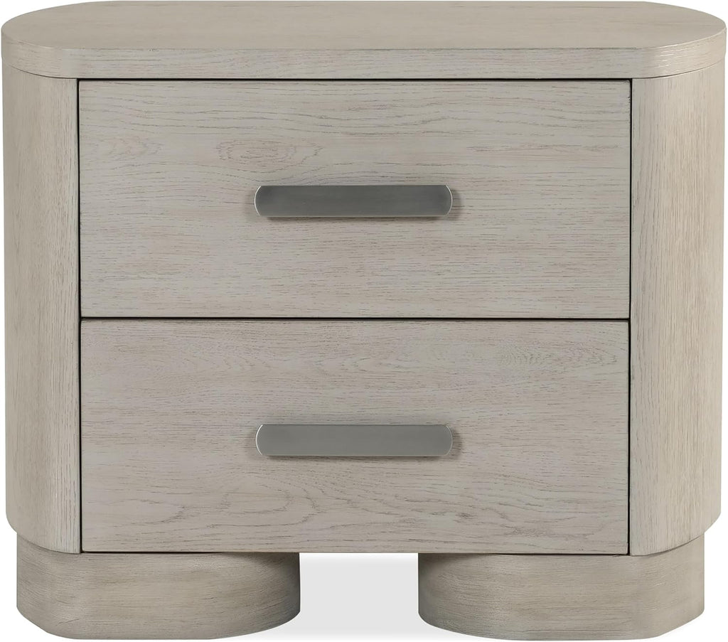 Furniture of America Nainsted Modern Wood 3-Piece Bedroom Set with Padded Headboard, USB Chargers on Nightstand, Metal Slide Glides, Rounded Edges, Box Spring Needed, Queen, White Oak