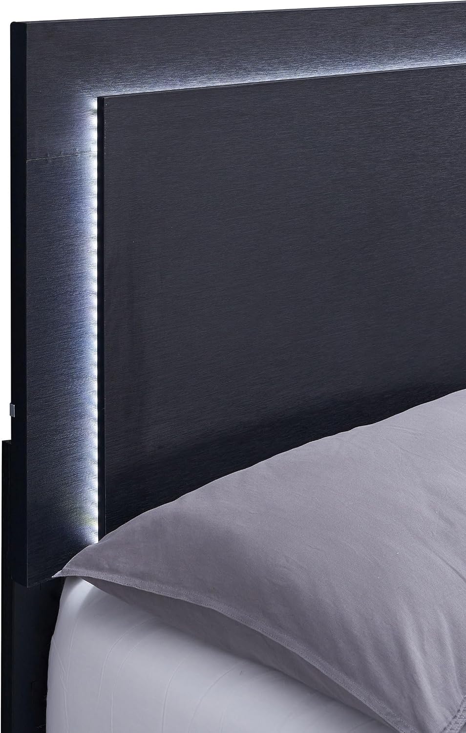 Coaster Home Furnishings Marceline Contemporary 4-Piece Bedroom Set Eastern King Size LED Panel Bed Frame 51-inch Headboard Black 222831KE-S4
