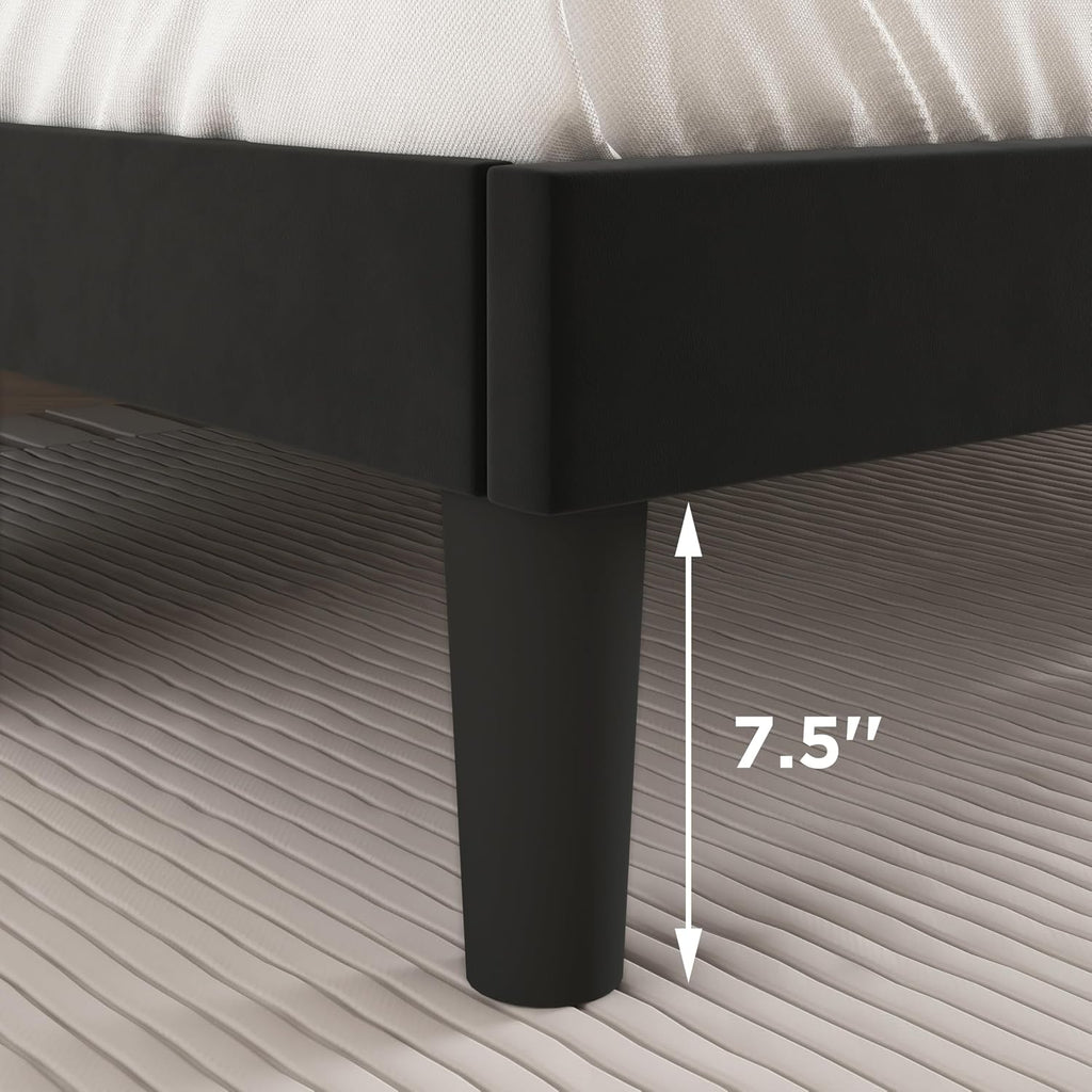 Twin Size Bed Frames with Upholstered Wingback Headboard, Easy Assemnly Platform Bed and Heavy Duty Wooden Slats Support, Noise-Free, No Box Spring Needed (Black, Twin)