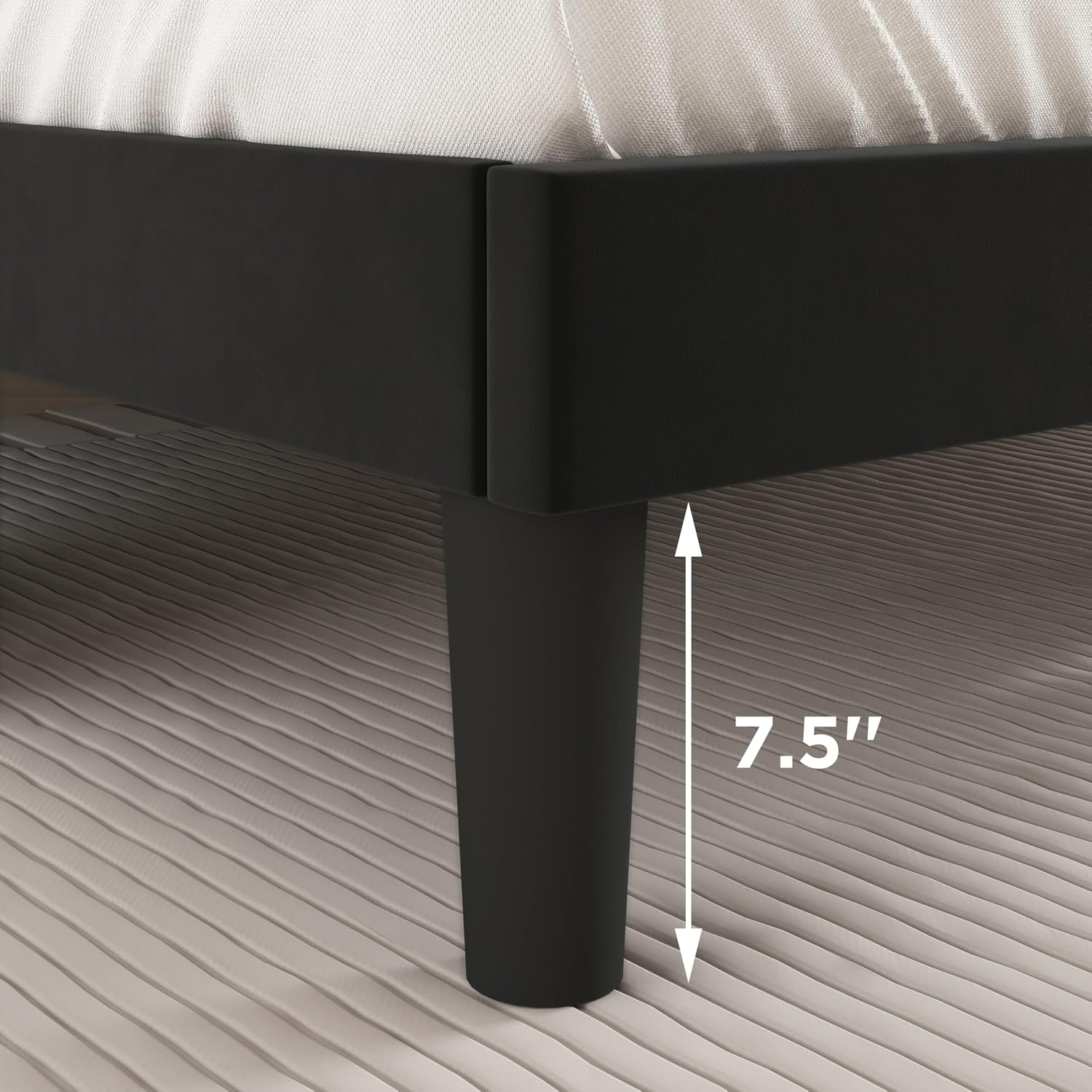 King Size Bed Frame with Upholstered Wingback Headboard, Easy Assemnly Platform Bed and Heavy Duty Wooden Slats Support, Noise-Free, No Box Spring Needed (Black, King)