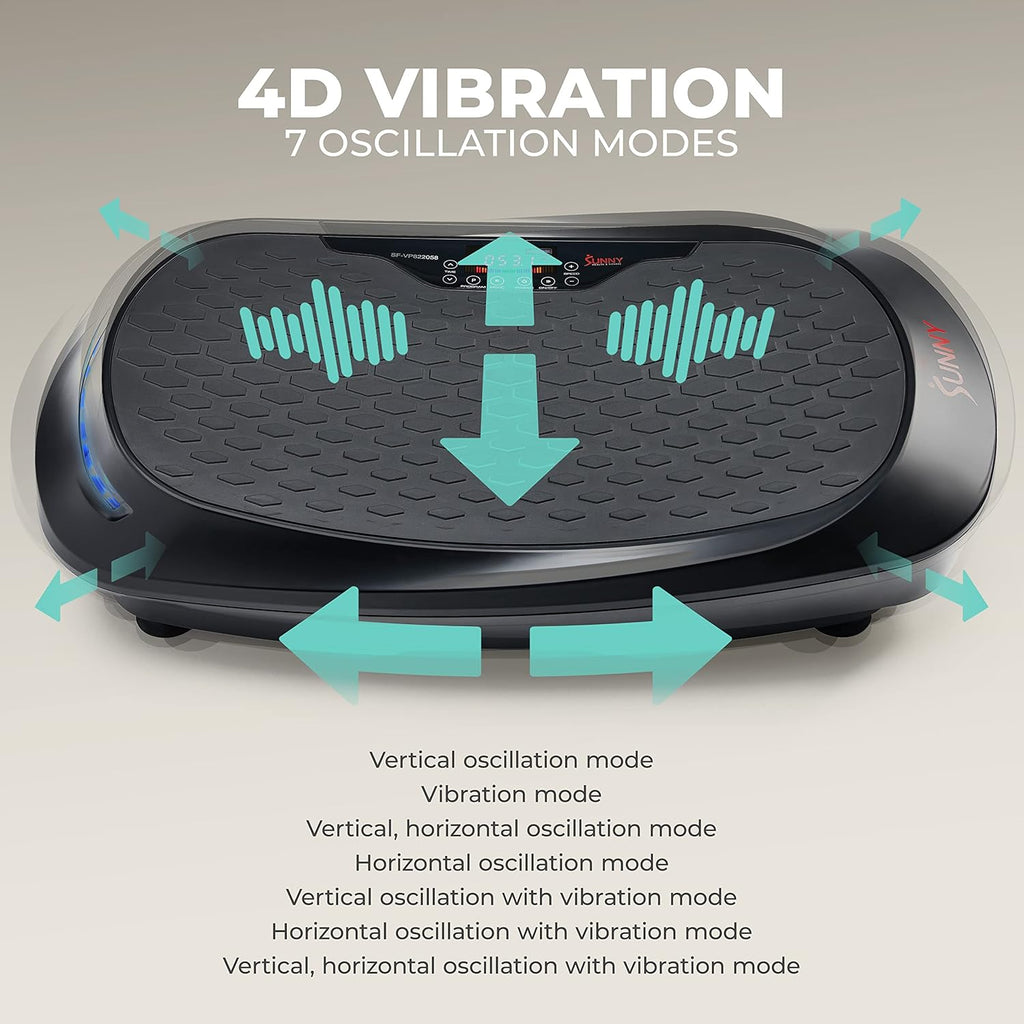 Sunny Health & Fitness Fitboard Vibration Platform Exercise Machine with Multiple Speed Settings and Vibration Modes for Multipurpose Workouts