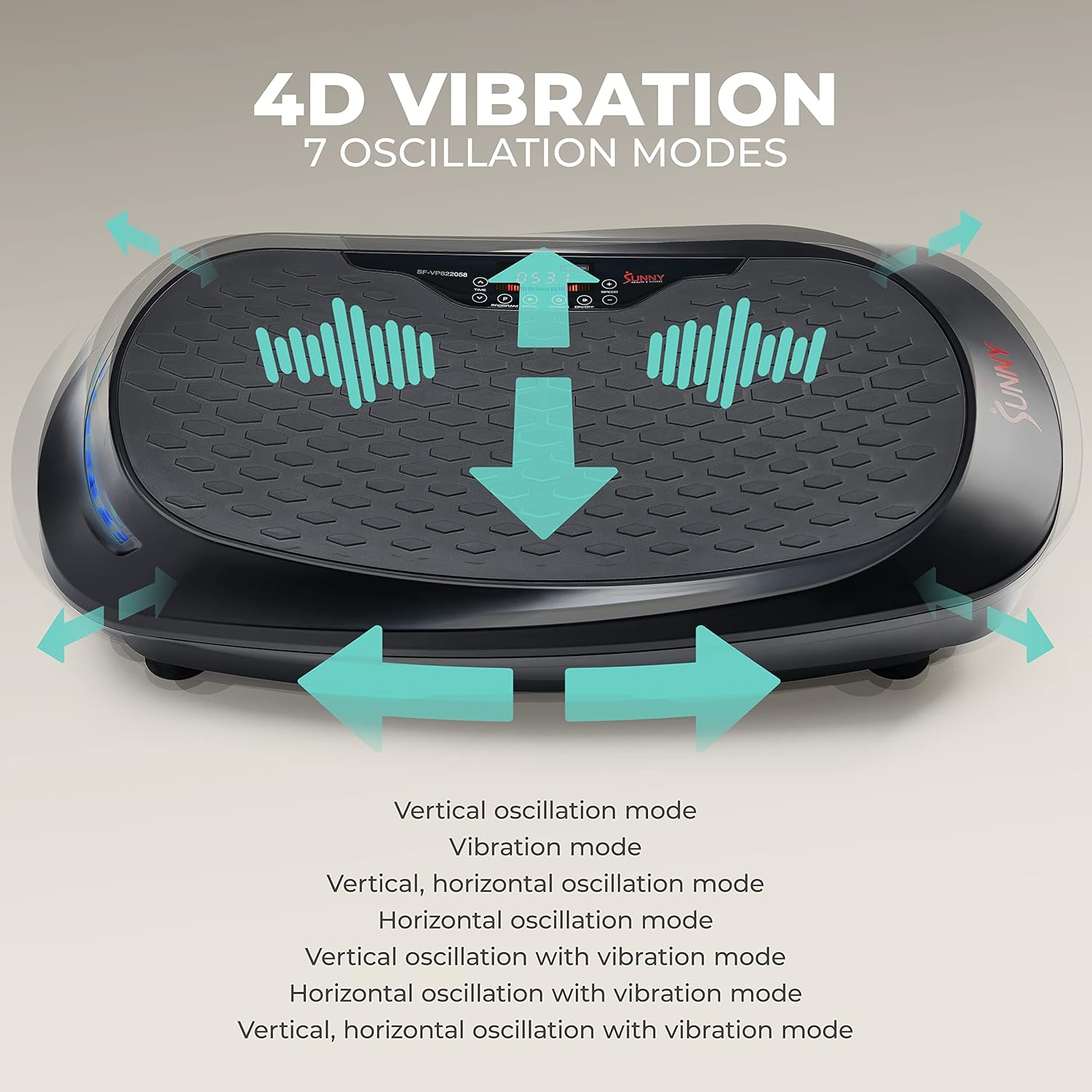 Sunny Health & Fitness Fitboard Vibration Platform Exercise Machine with Multiple Speed Settings and Vibration Modes for Multipurpose Workouts